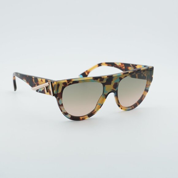 Fendi FE40150I 56P Sunglasses Shiny Havana Shield Frame, Green Gradient Lenses main image 11